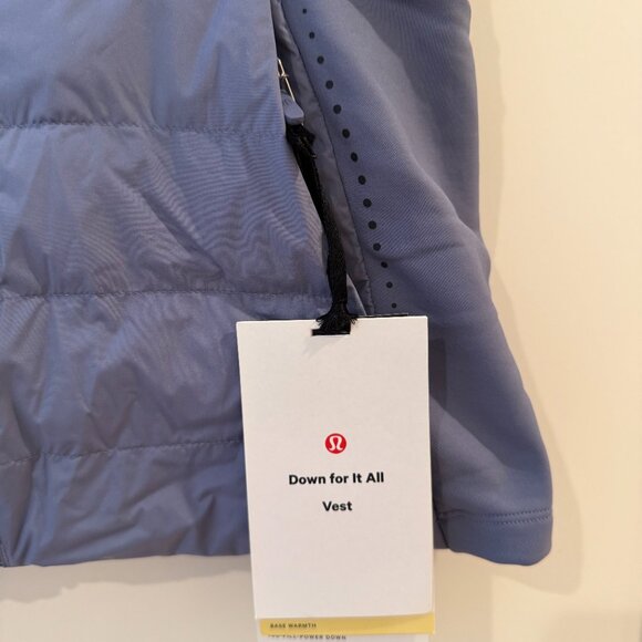 NWT Lululemon Down for it all Vest, SZ 4 Periwinkle - Picture 4 of 4